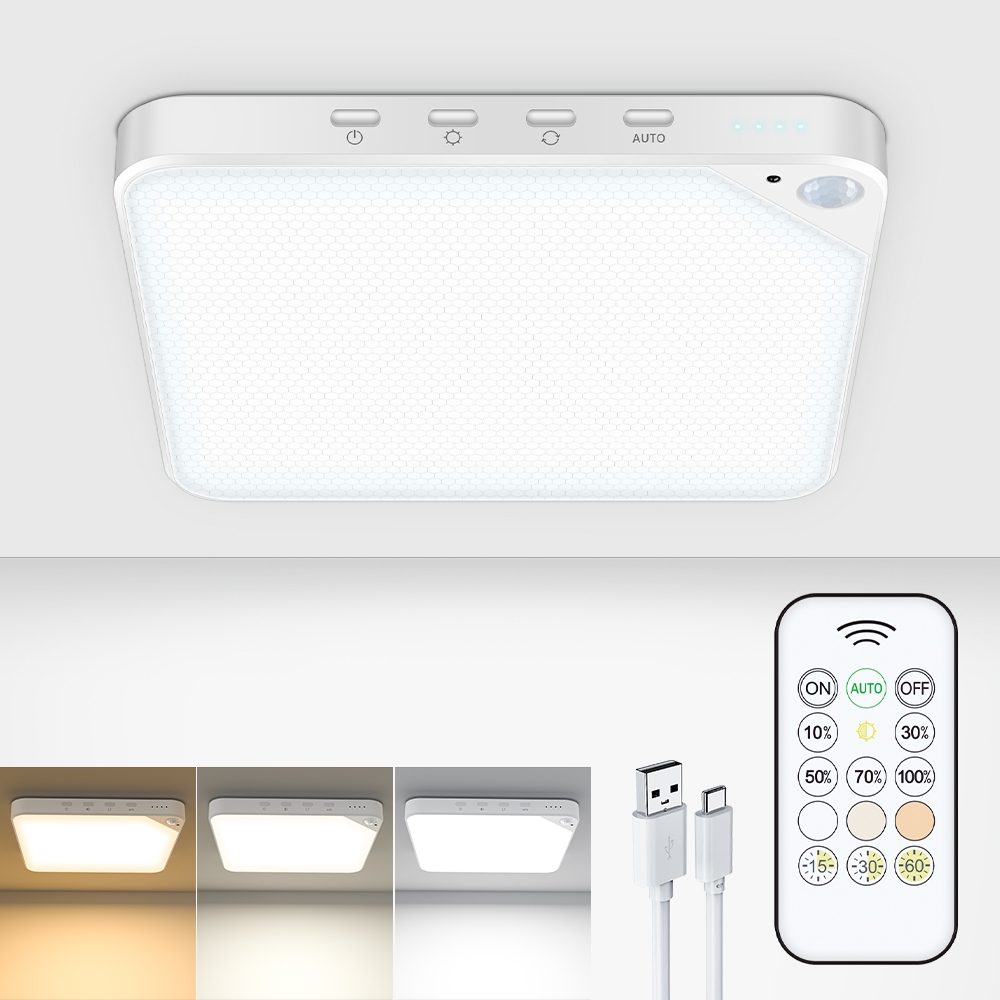 6W/8W Rechargeable Ceiling Light,5000mAh , Motion Sensor, Remote Control, Dimmable,for Bedroom, Corridor, Hallway, Indoor Use